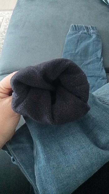 10 Yaş Beden mavi Renk İçi polarli kot pantolon 