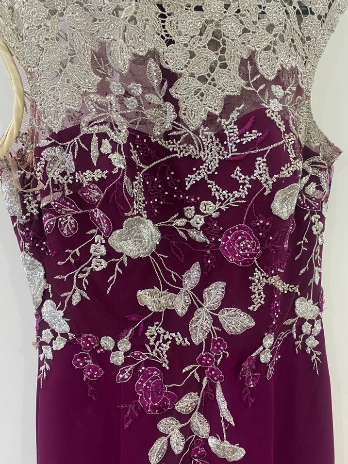 Bordo Dantelli Uzun Abiye Elbise - Görsel 2