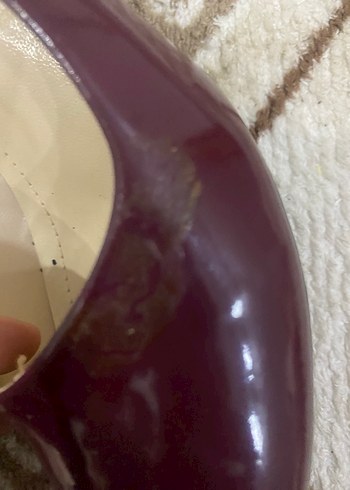 Bordo Parlak Kürklü Kadın Topuklu Ayakkabı - Görsel 4