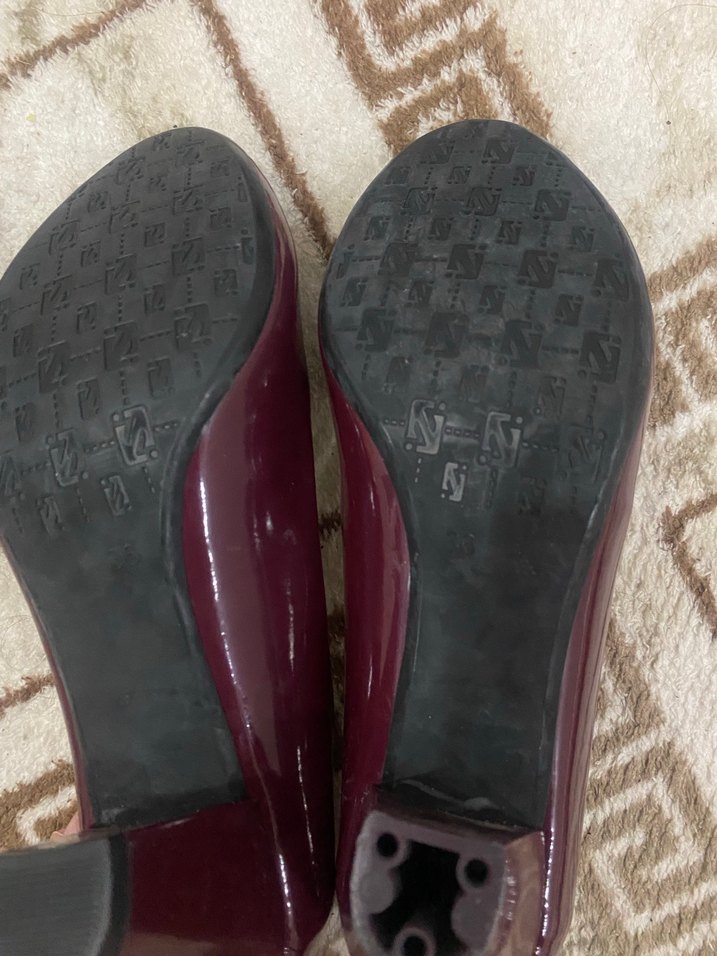 Bordo Parlak Kürklü Kadın Topuklu Ayakkabı - Görsel 3