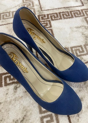 Mavi Kürklü Stiletto Topuklu Kadın Ayakkabı - Görsel 3