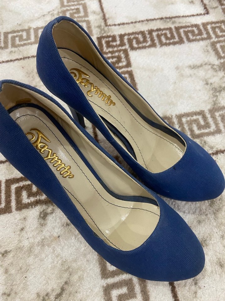 Mavi Kürklü Stiletto Topuklu Kadın Ayakkabı - Görsel 3