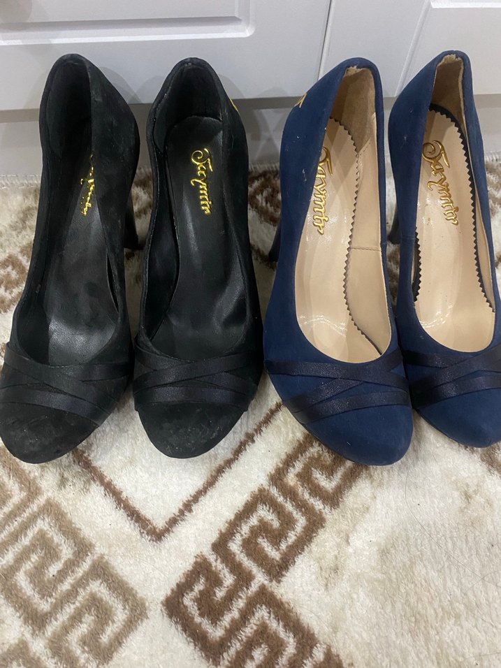 Mavi Kürklü Stiletto Topuklu Kadın Ayakkabı - Görsel 4