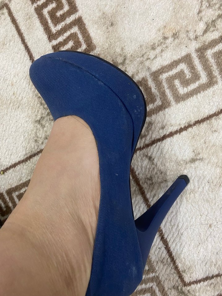 Mavi Kürklü Stiletto Topuklu Kadın Ayakkabı - Görsel 2