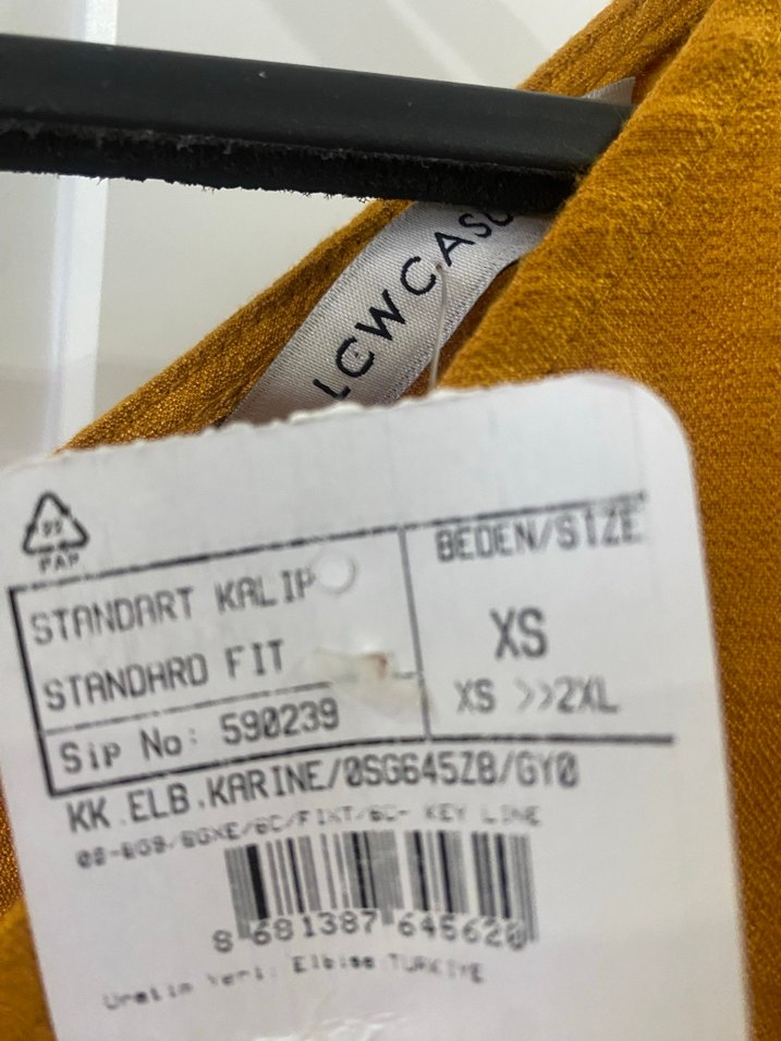 Sarı Keten Uzun Kollu Bohem Elbise - Görsel 3