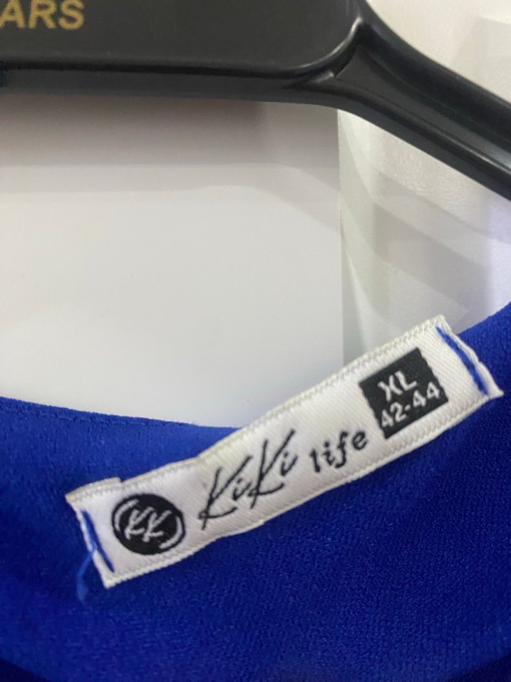 Mavi Kısa Kollu Midi Elbise - Görsel 2