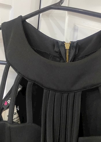 Siyah Yüksek Yakalı Uzun Kadın Abiye Elbise - Görsel 3