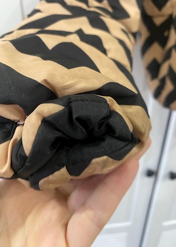 Kahverengi Desenli Kısa Kadın Kışlık Ceket - Görsel 2