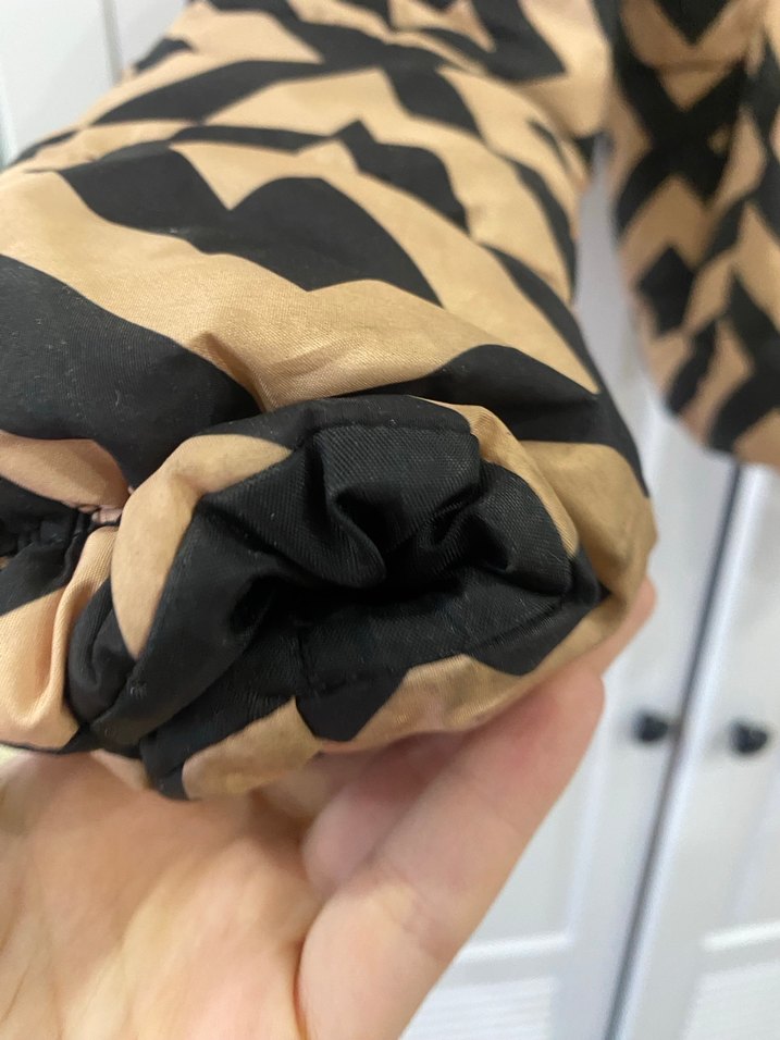 Kahverengi Desenli Kısa Kadın Kışlık Ceket - Görsel 2