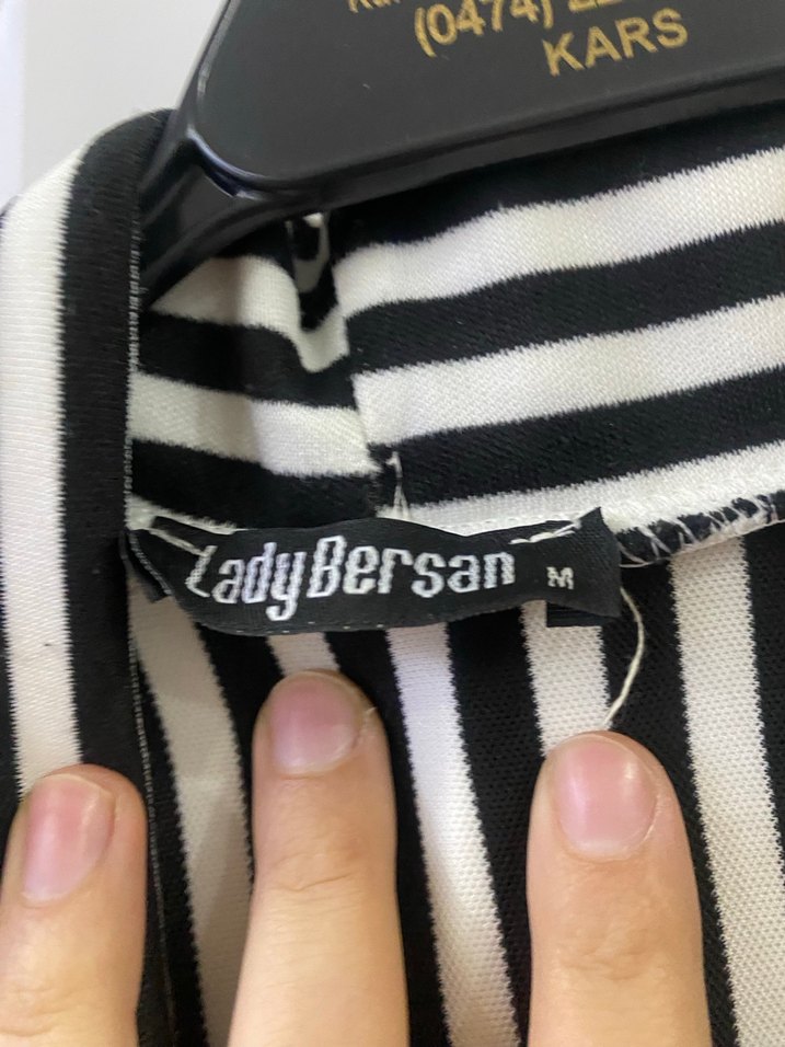 Kadın Siyah Beyaz Çizgili Midi Blazer - Görsel 3