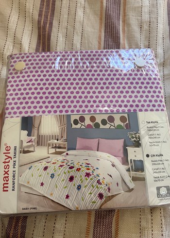 Maxstyle Mor Baskılı Çift Kişilik Pike Takımı