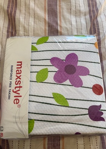 Beden Maxstyle Mor Baskılı Çift Kişilik Pike Takımı