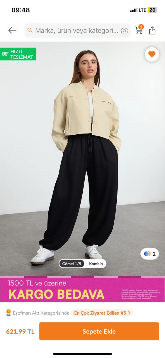 Siyah Rahat Kesim Kadın Eşofman Altı - Görsel 2