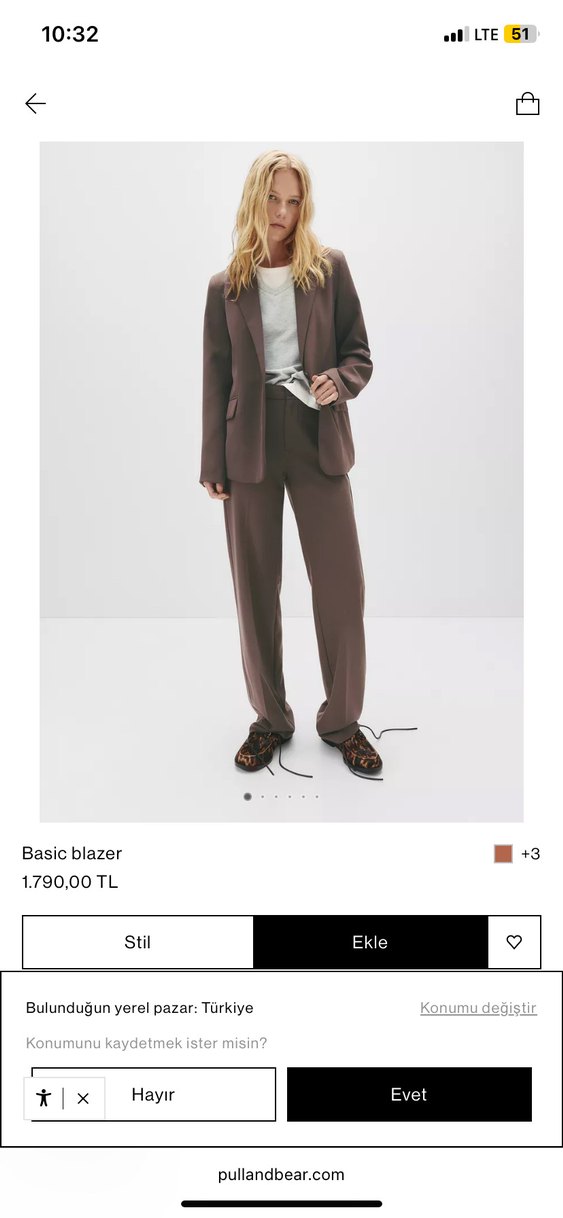 Pull and bear düğmeli Kahverengi Kadın Blazer Ceket - Görsel 3