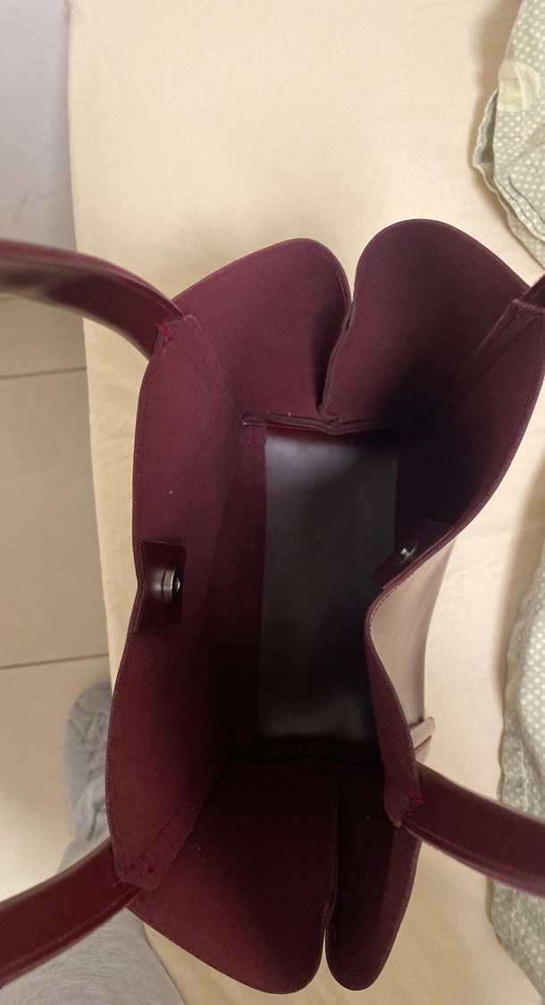 Bordo Deri Kadın Çanta Minimalist Tasarım shule bags - Görsel 3