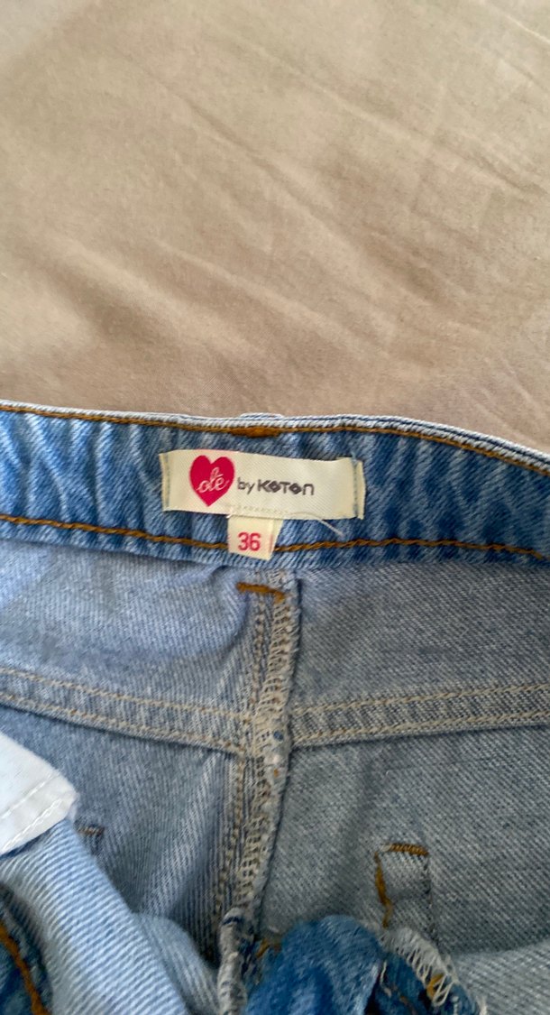 Kadın Mavi Mini Kot Şort - Görsel 3