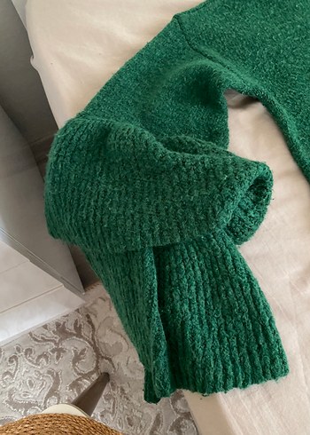 Yeşil Boğazlı Örgü Kadın Kazak - Görsel 3