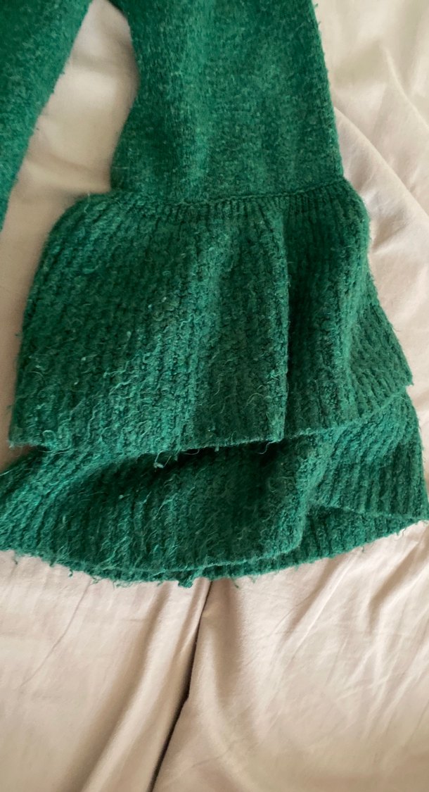 Yeşil Boğazlı Örgü Kadın Kazak - Görsel 4