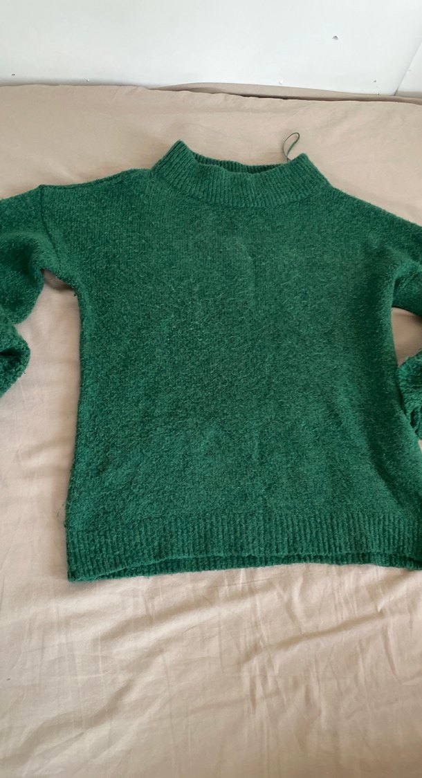 Yeşil Boğazlı Örgü Kadın Kazak - Görsel 2