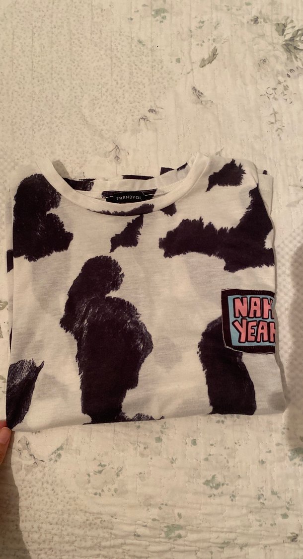 Baskılı Gevşek Kesim Kısa Kollu Kadın Tişört - Görsel 3