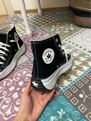 Converse Converse run star hike unisex siyah platform sneaker 40 numara
