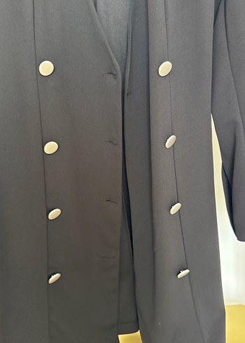 s Beden Kadın Siyah Uzun Kollu Düğmeli Blazer