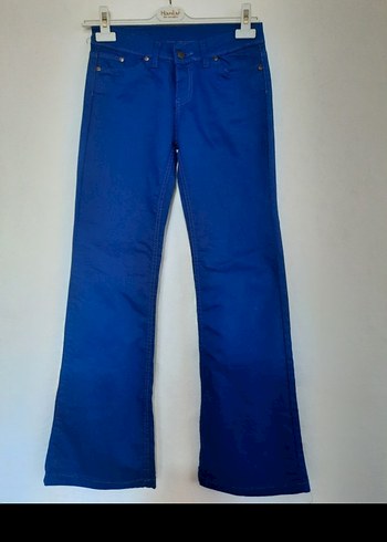 Diğer Kadın Parlak Mavi Normal Boy Denim Jean