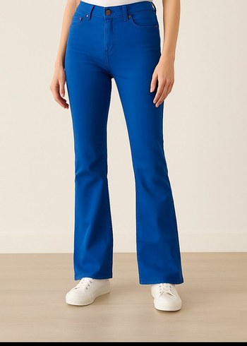 Kadın Parlak Mavi Normal Boy Denim Jean