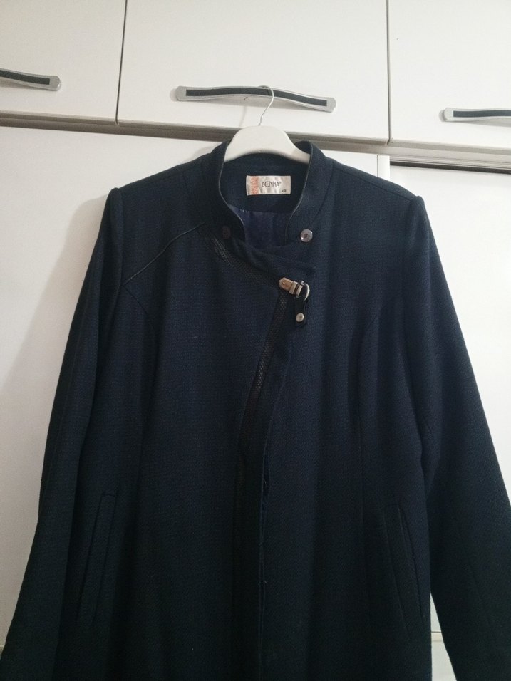 Düğmeli lacivert Uzun Kadın Kaban kışlıktır - Görsel 3