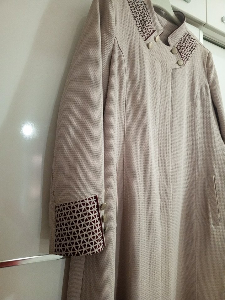 Düğmeli pudra renkli uzun pardesü mevsimlik - Görsel 4