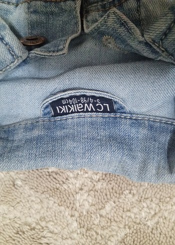 Düğmeli Mavi Kız Kot Ceketi - Görsel 2