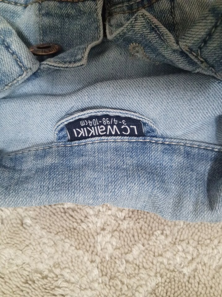 Düğmeli Mavi Kız Kot Ceketi - Görsel 2