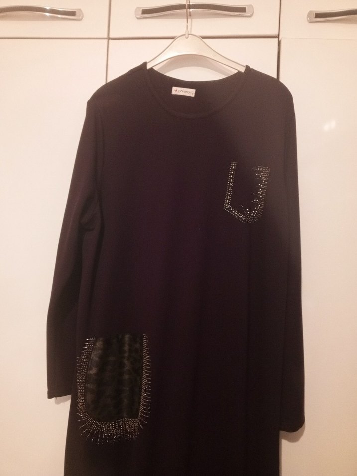 Pul Detaylı mor Uzun Tunik - Görsel 2