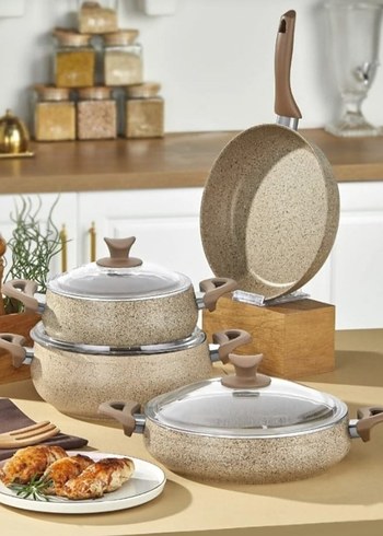 Siyah Granit Görünümlü Tencere ve Tava Seti - Görsel 3