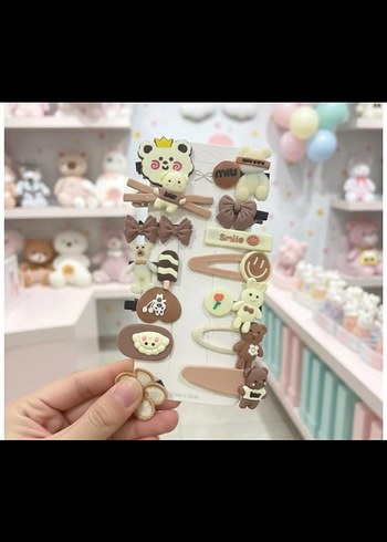 Bohem Tarzda Boncuklu Kahverengi Çocuk Toka Seti - Görsel 11