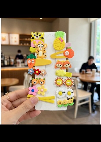 Bohem Tarzda Boncuklu Kahverengi Çocuk Toka Seti - Görsel 12