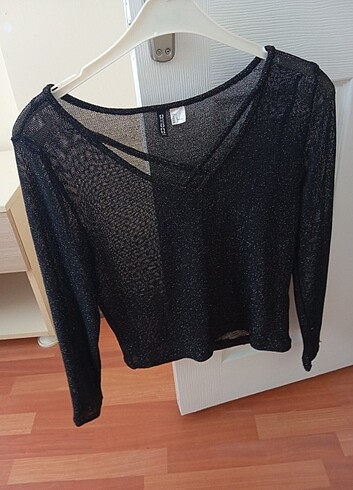 Siyah tül bluz H&M