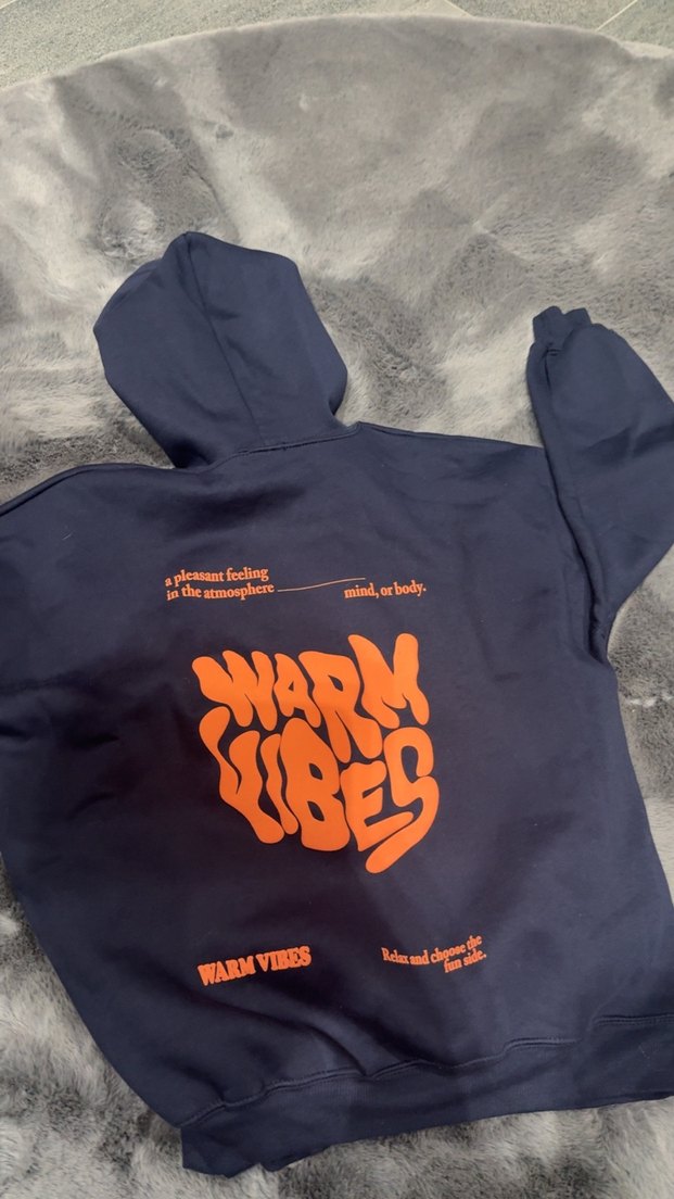 Koyu Mavi Kapüşonlu Baskılı Sweatshirt - Görsel 2