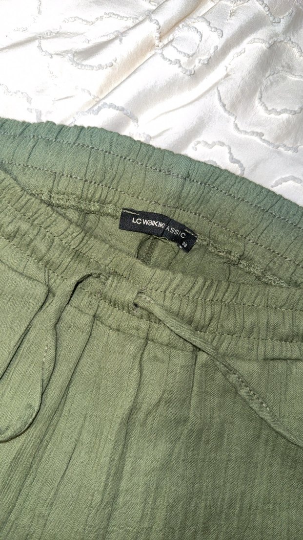 Yeşil Bol Kesim Müslüm Kadın Pantolon - Görsel 2