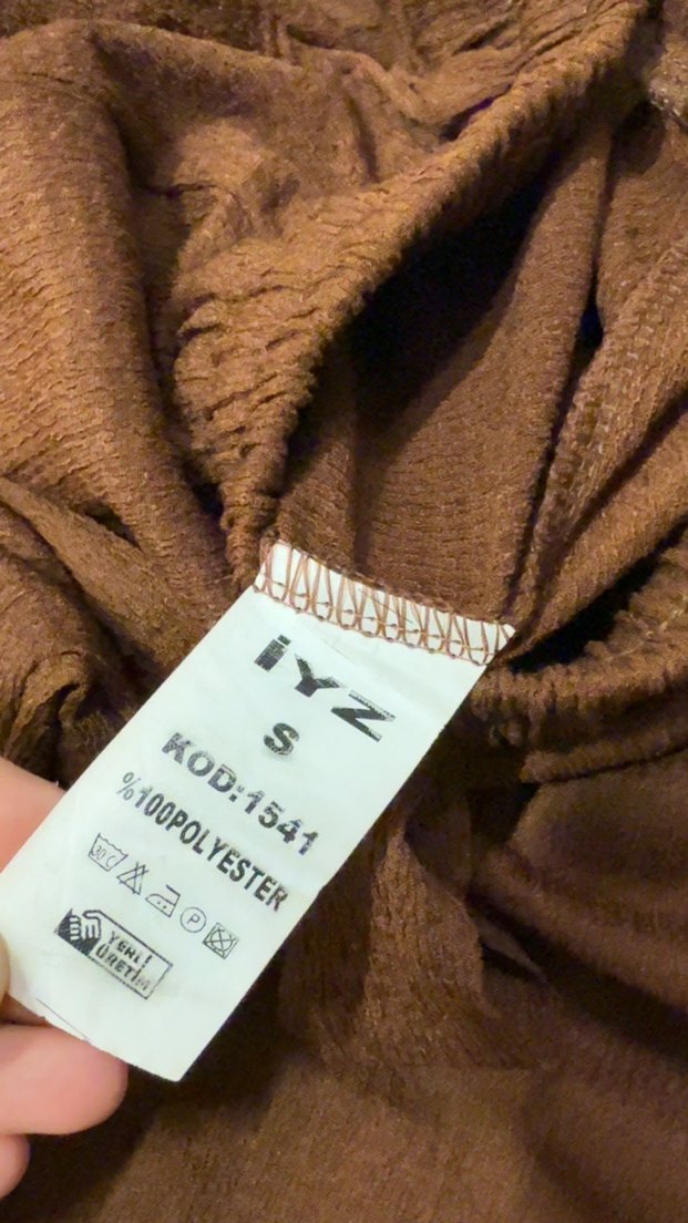 Kahverengi Keten Bol Kesim Kadın Pantolon - Görsel 4