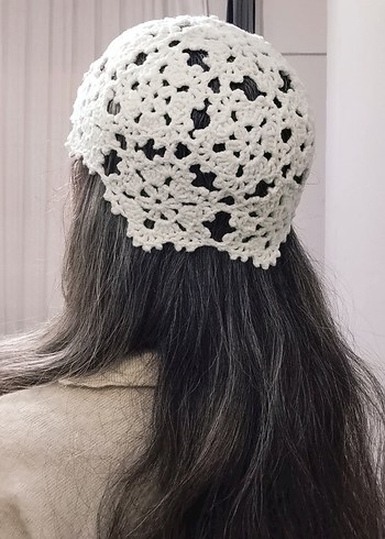 Dantel Örgü Bohem Saç Aksesuarı - Görsel 2