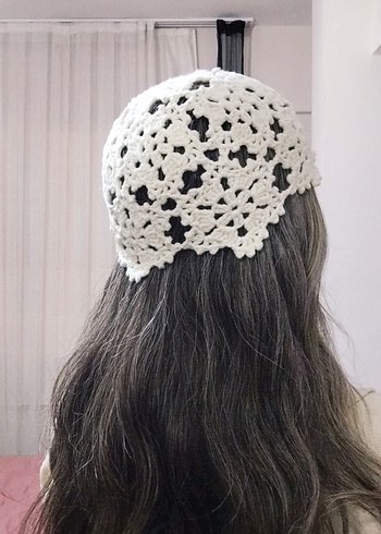 Dantel Örgü Bohem Saç Aksesuarı - Görsel 3