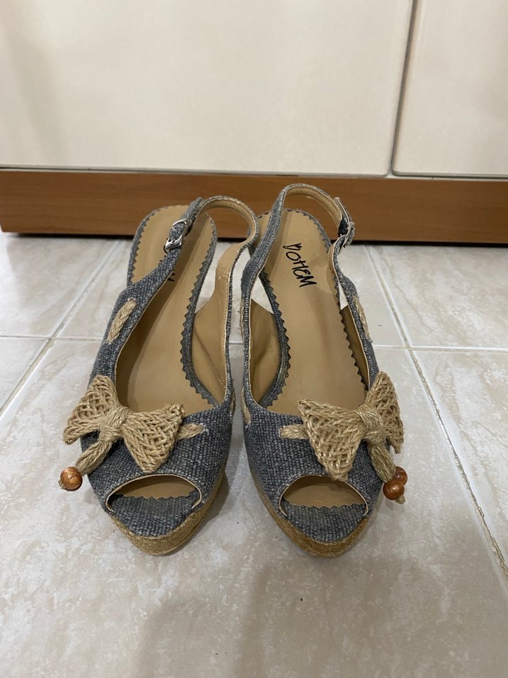 Hasır Fiyonklu Topuklu Ayakkabı - Görsel 2