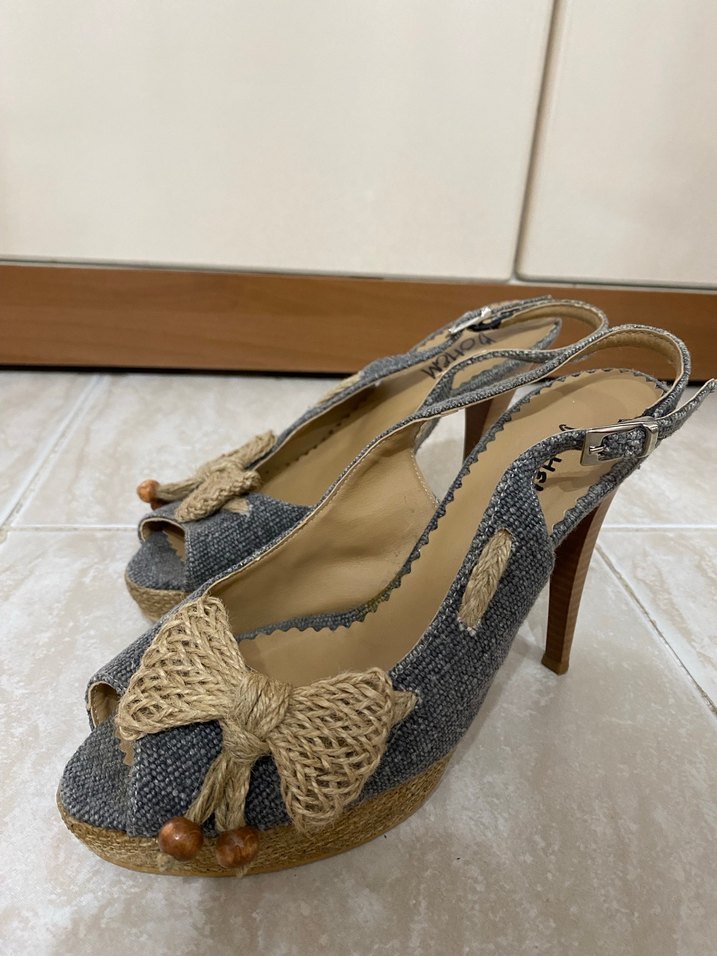 Hasır Fiyonklu Topuklu Ayakkabı - Görsel 3