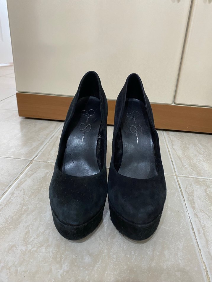 Siyah Süet Platform Topuklu Stiletto - Görsel 2