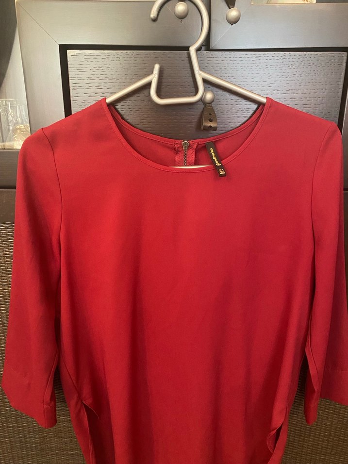 Kırmızı Salaş Uzun Kollu Kadın Bluz - Görsel 2