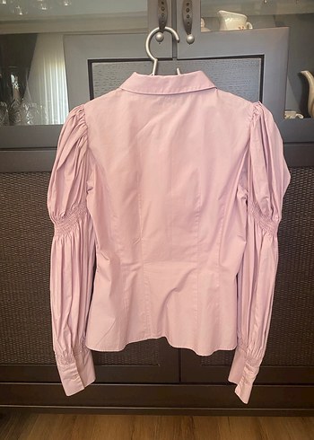 Düğmeli, Uzun Kollu Lila Kadın Gömlek - Görsel 3