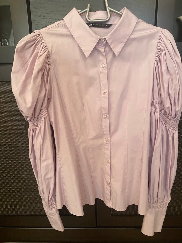 Düğmeli, Uzun Kollu Lila Kadın Gömlek - Görsel 2