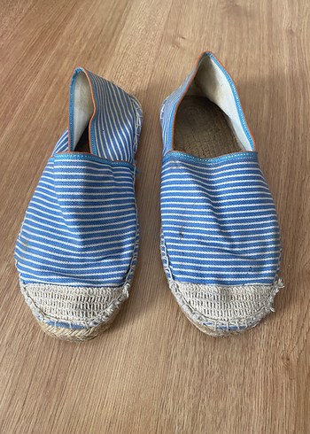 Mavi Çizgili Kadın Dolgu Topuklu Espadril