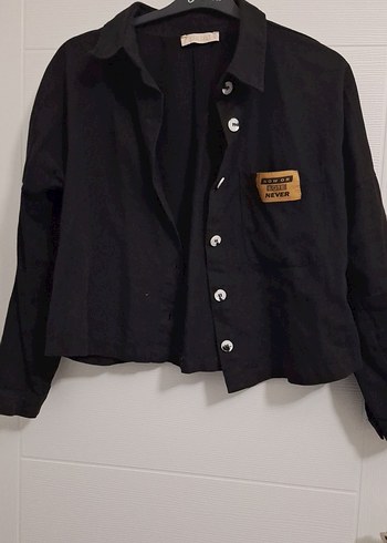 Diğer Siyah Düğmeli Kadın Denim Ceket